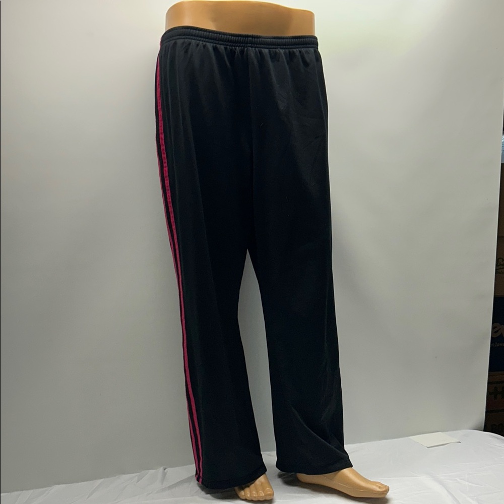 Womans Black Pants with pink stripes